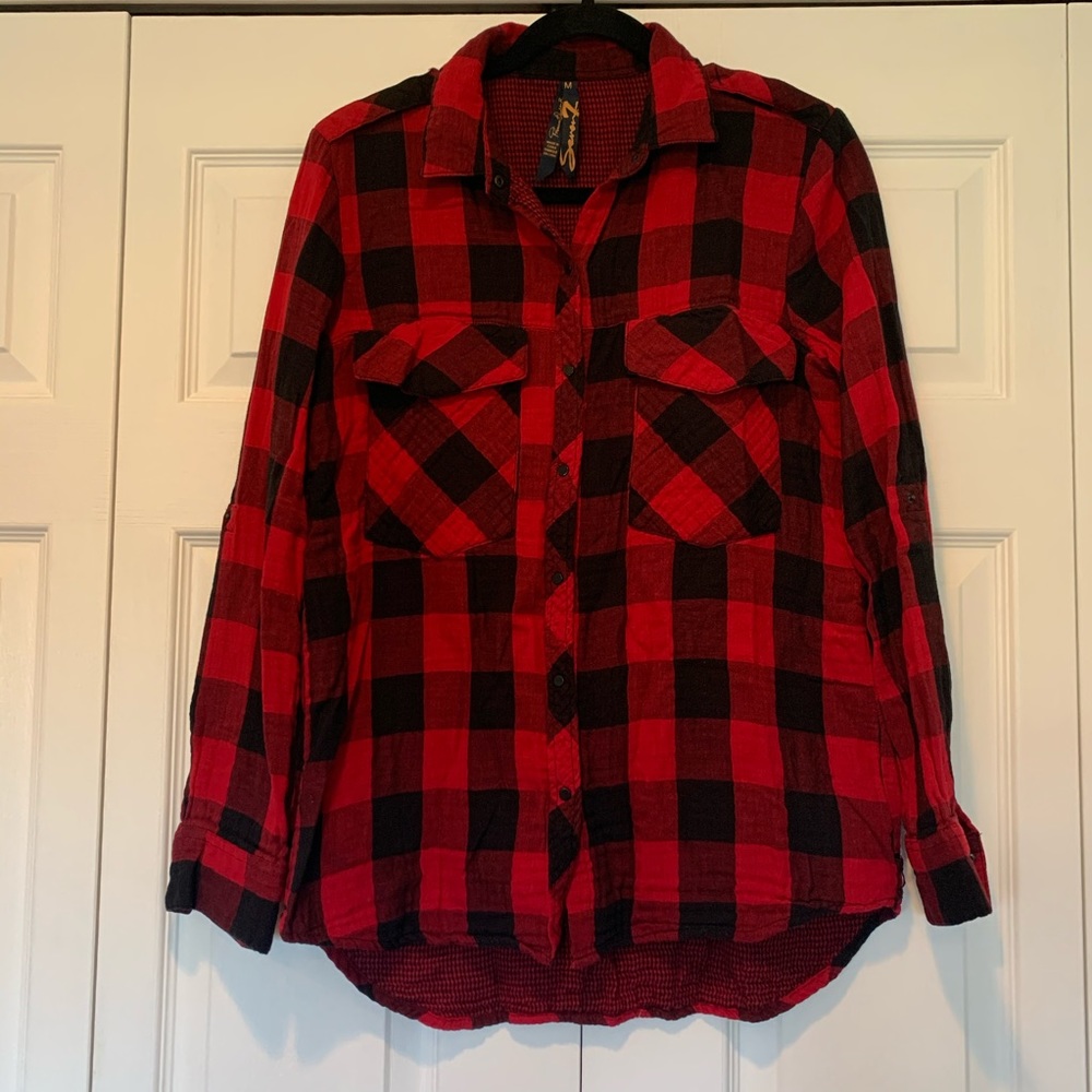 Seven Jeans - red and black flannel